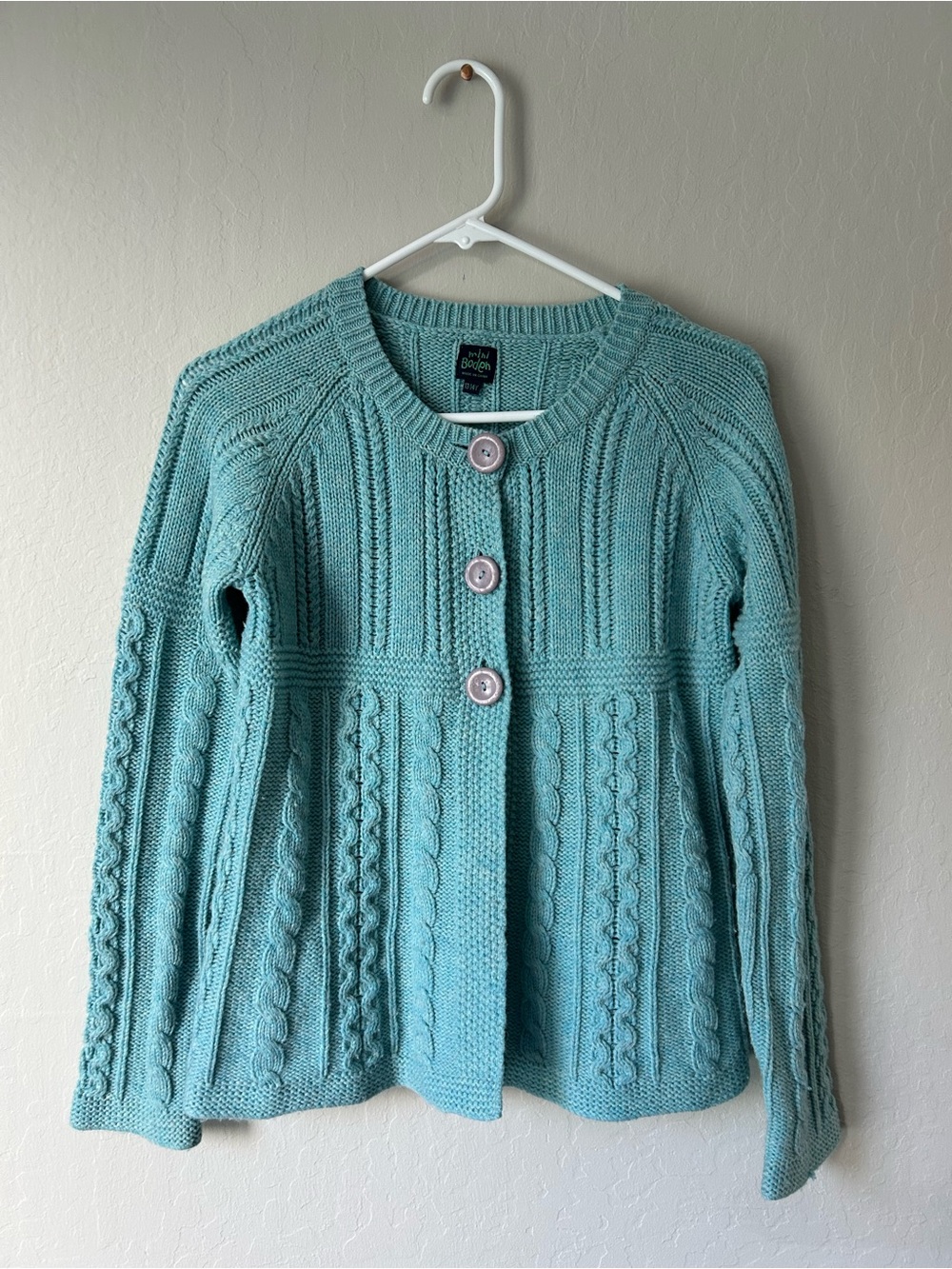 Mini Boden Cable-Knit Button Cardigan